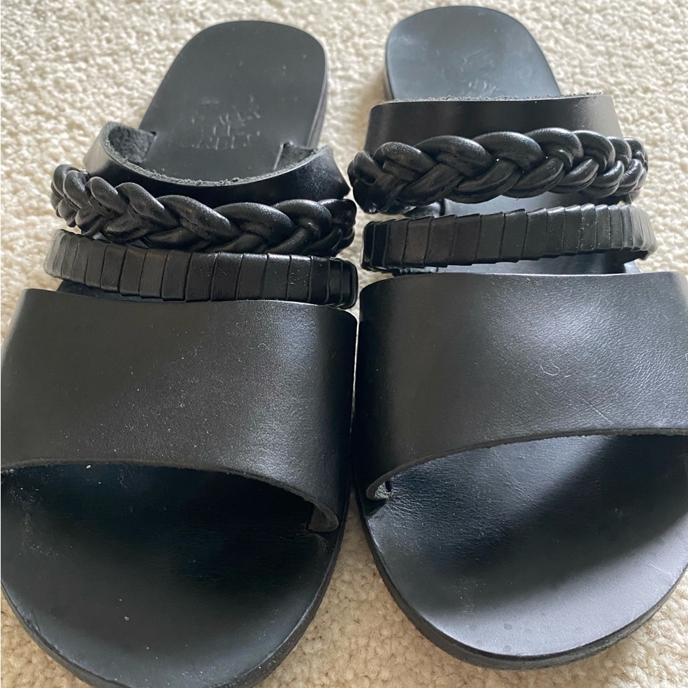 Ancient Greek Black Sandals Sz 38